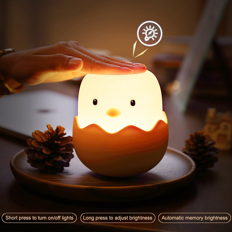 Adorable Little Chick Led Soft Silicone Touch Night Light