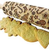 Christmas Embossing Wooden Rolling Pin